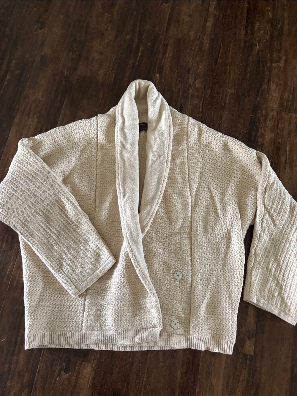 Cream Shawl Collar Knit Sweater Cardigan - Women